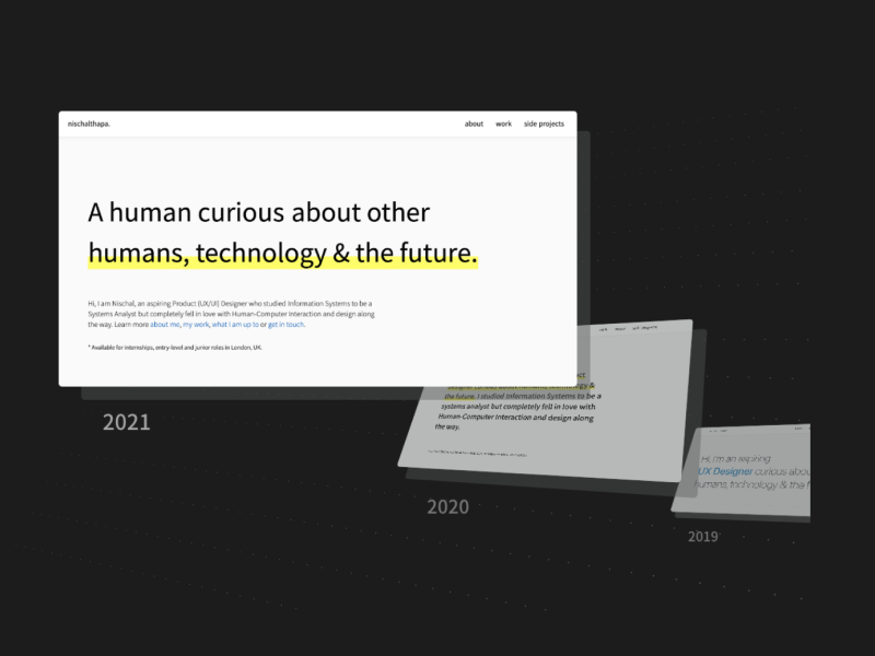 Screens of past three portfolios