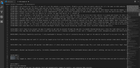 VSCode editor cleaning data